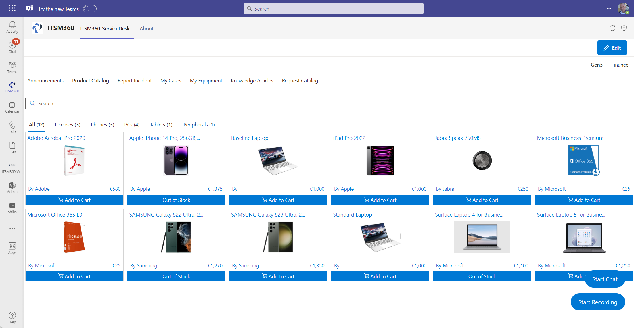 IT self-service in Microsoft Teams with ITSM360