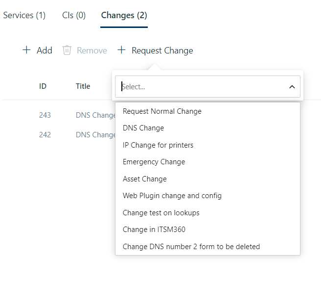 ITSM360 Project Management Request Change