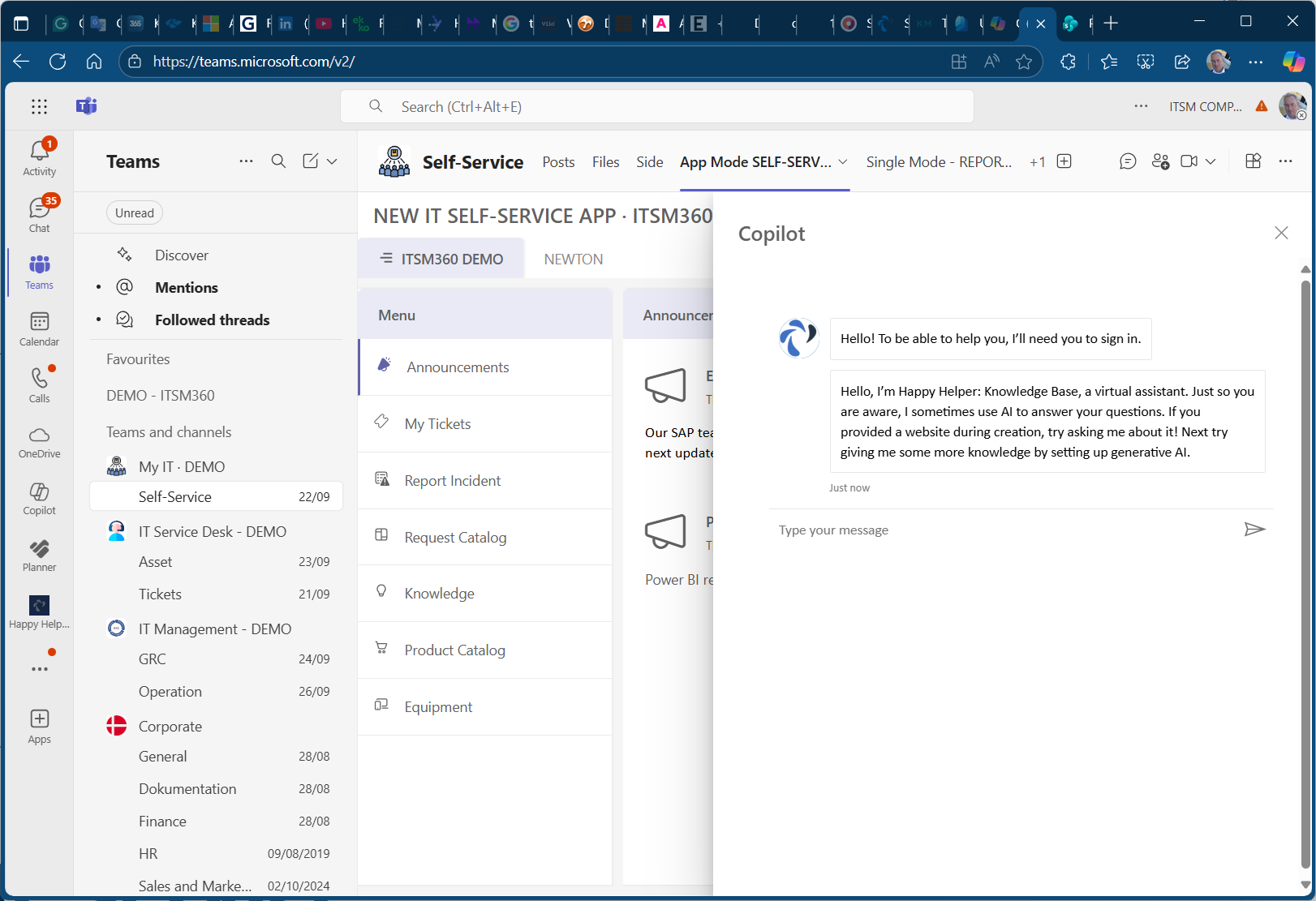 ITSM360 Self-service with Copilot Agent ITSM360 Self-service with Copilot Agent