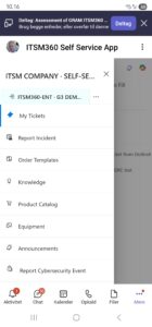 ITSM360 self-service on mobbile device